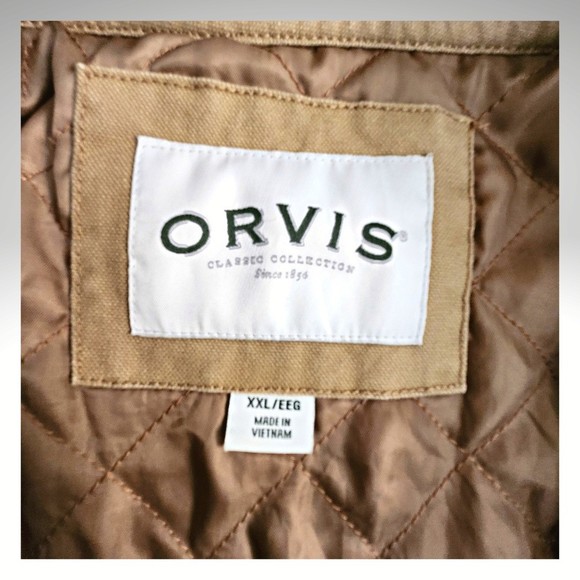 ORVIS Men’s XXL Heritage Barn Canvas Field Coat Jacket 100% Cotton Quilted Tan - Picture 3 of 8